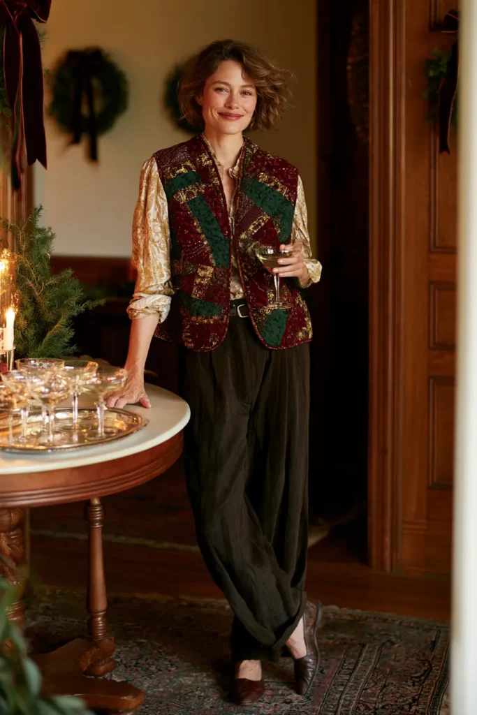 Cropped Jelly Roll Christmas Vest