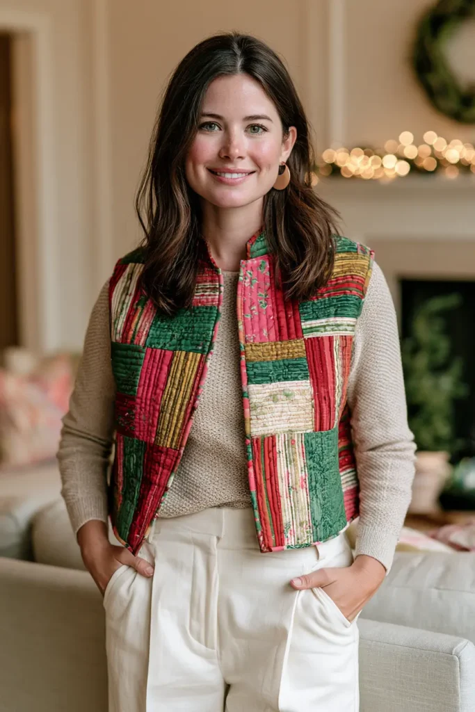 Cropped Quilted Vest for Holiday Party