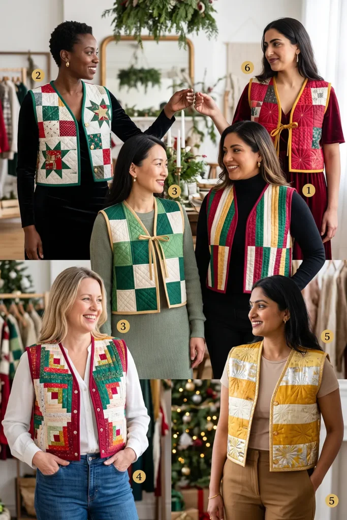 Cropped Quilted Vest for Holiday Party