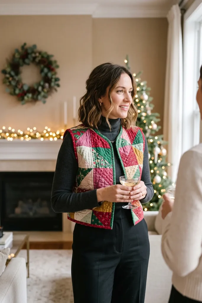 Cropped Quilted Vest for Holiday Party