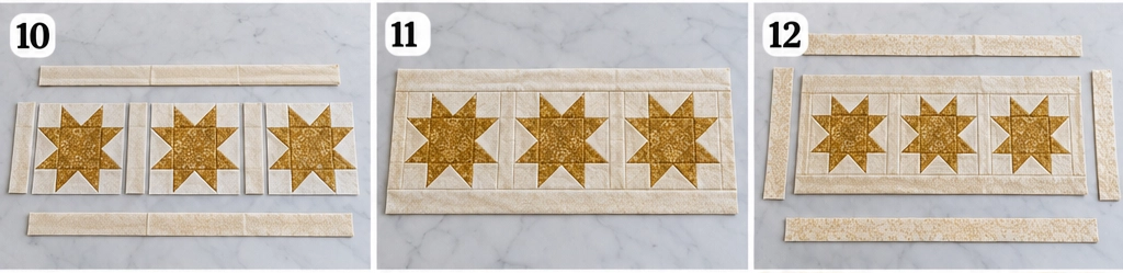 Elegant Gold and Cream Quilted Christmas Table Runners