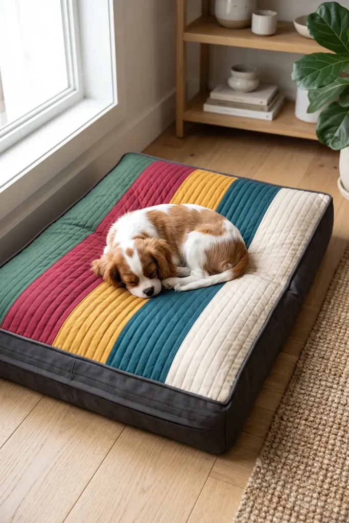 Farmhouse Plaid Quilted Dog Bed