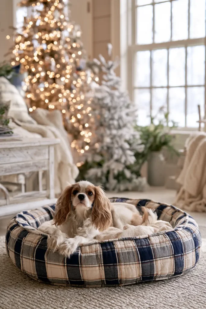 Farmhouse Plaid Quilted Dog Bed