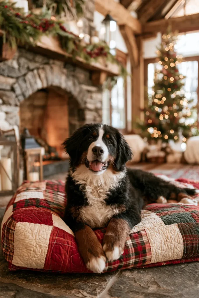 Farmhouse Plaid Quilted Dog Bed