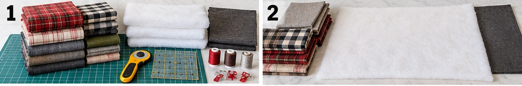 Farmhouse Plaid Quilted Dog Bed