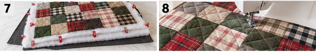 Farmhouse Plaid Quilted Dog Bed