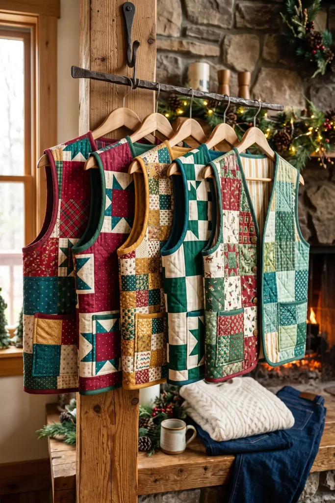 Flannel-Lined Quilted Christmas Vest