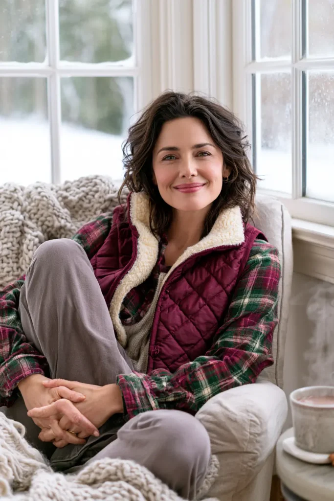 Flannel-Lined Quilted Christmas Vest