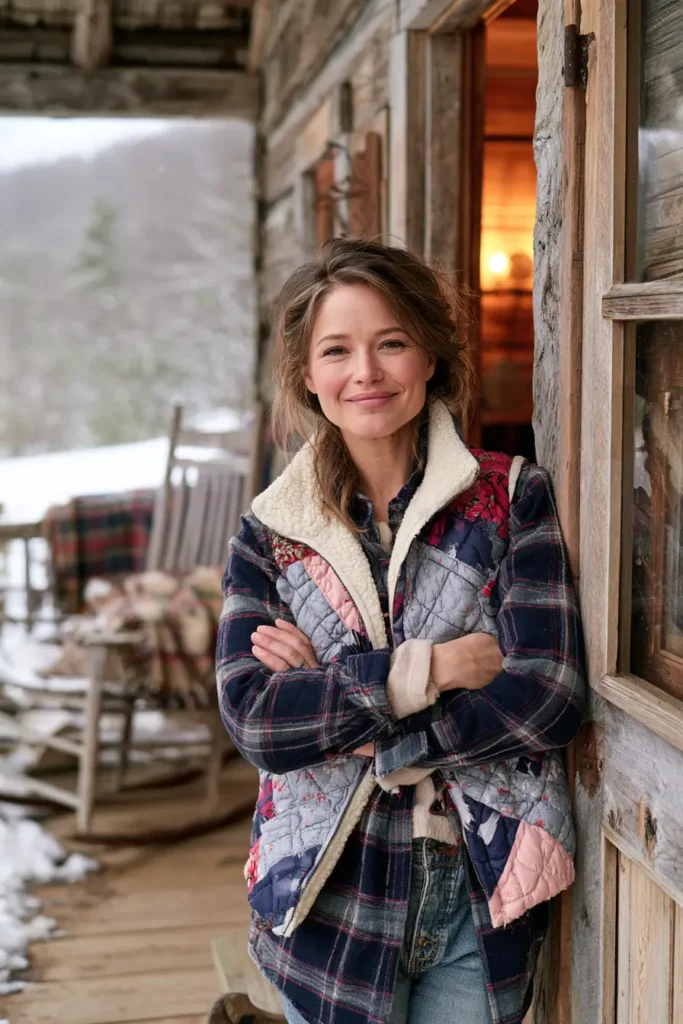 Flannel-Lined Quilted Christmas Vest