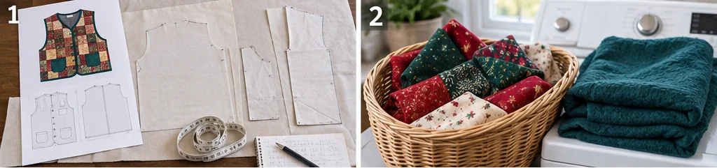 Flannel-Lined Quilted Christmas Vest