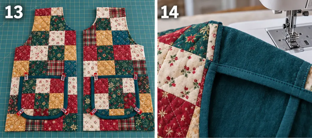 Flannel-Lined Quilted Christmas Vest