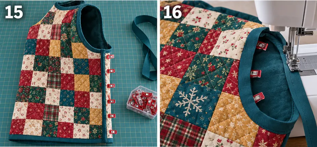 Flannel-Lined Quilted Christmas Vest