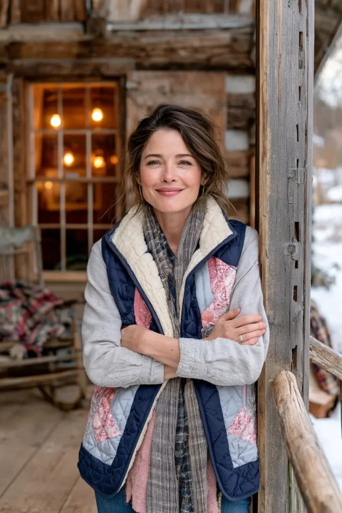 Flannel-Lined Quilted Christmas Vest