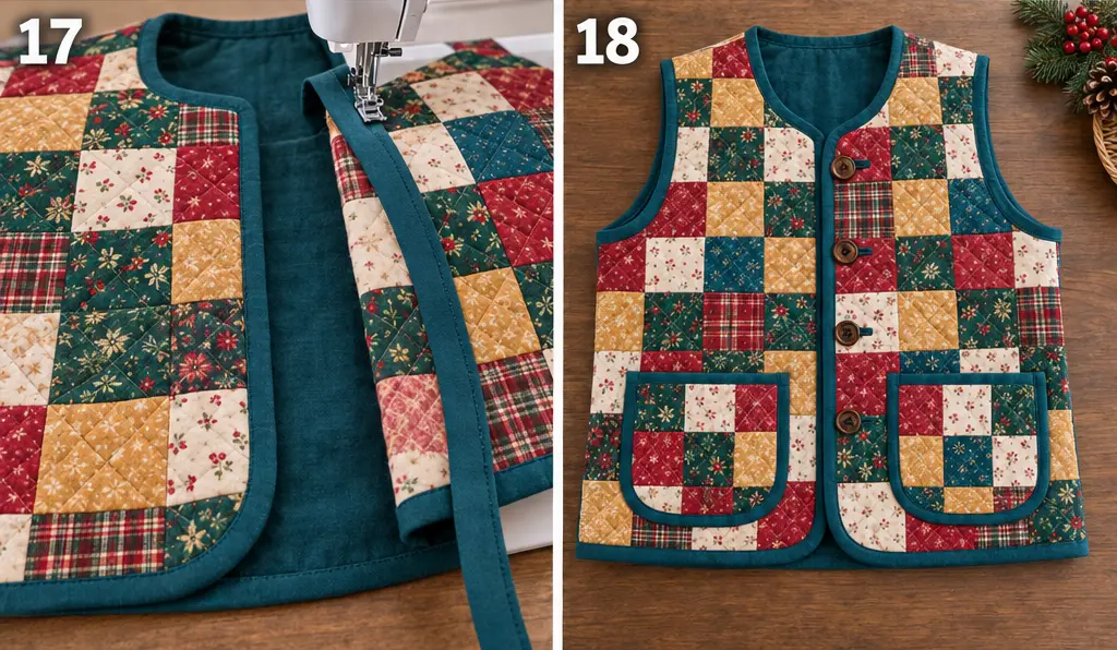 Flannel-Lined Quilted Christmas Vest