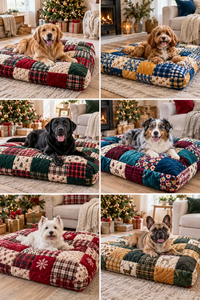 Flannel Quilted Dog Bed