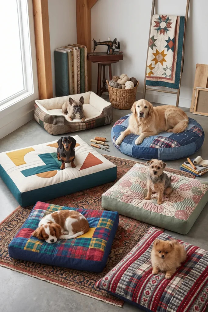 Flannel Quilted Dog Bed