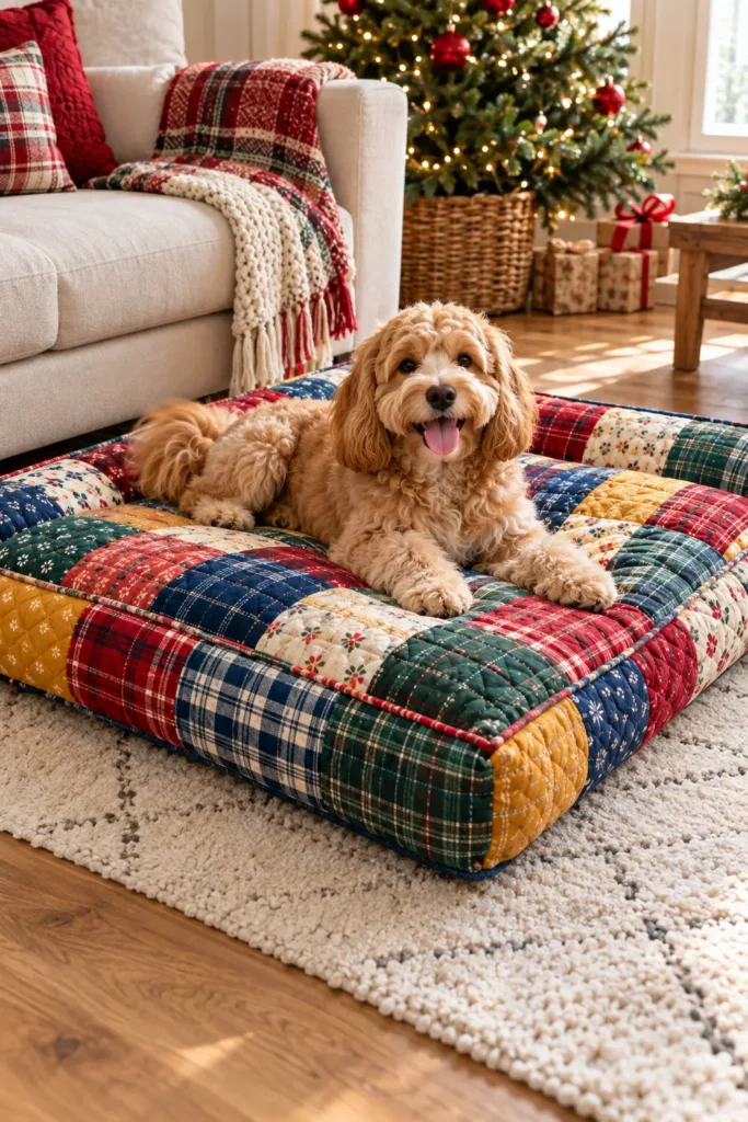 Flannel Quilted Dog Bed