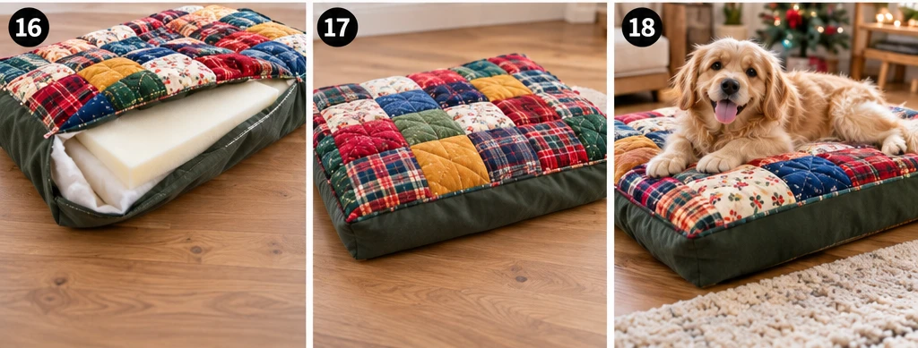 Flannel Quilted Dog Bed