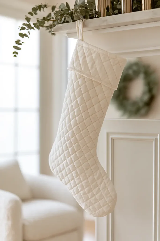 Gold and Cream Quilted Christmas Stockings