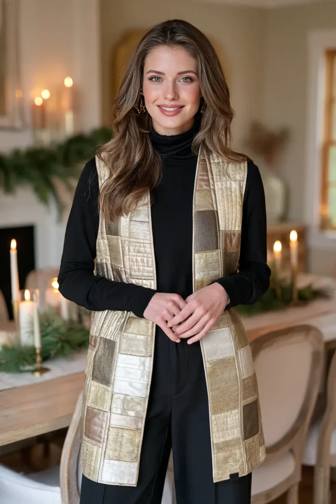 Gold and Metallic Quilted Vest