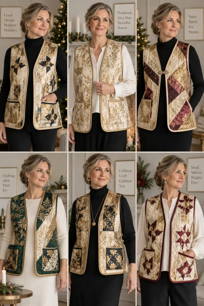 Gold and Metallic Quilted Vest