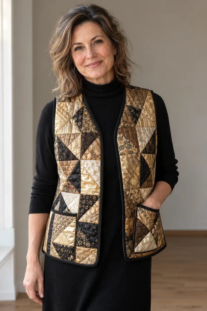 Gold and Metallic Quilted Vest