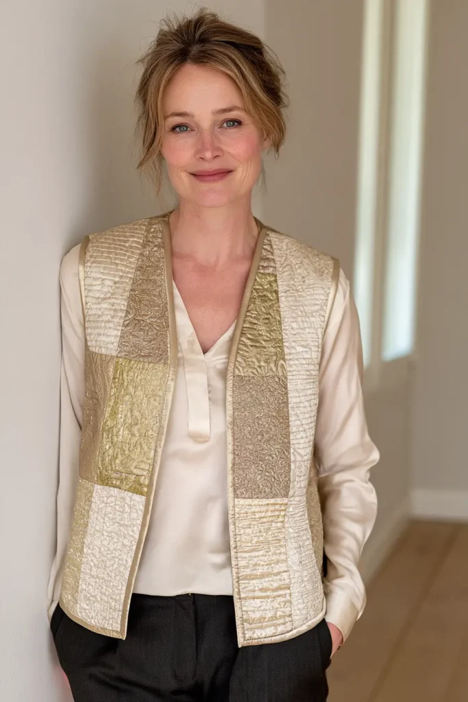 Gold and Metallic Quilted Vest