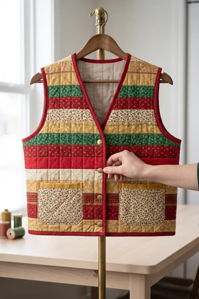 Jelly Roll Christmas Quilted Vest