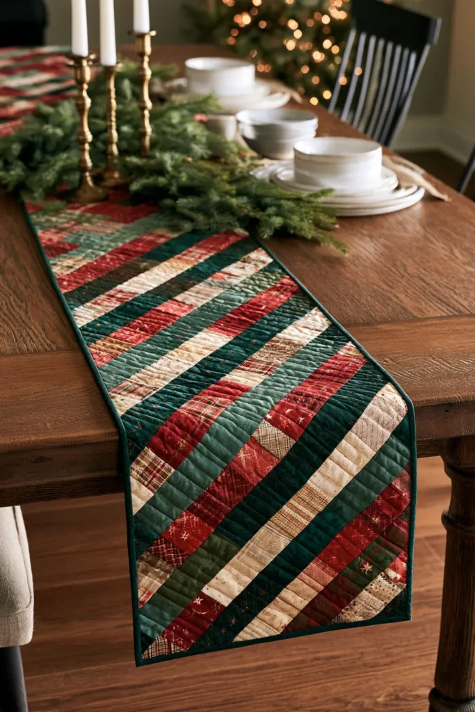 Jelly Roll Christmas Table Runner