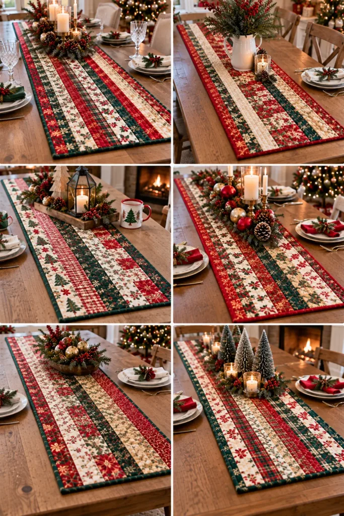 Jelly Roll Christmas Table Runner