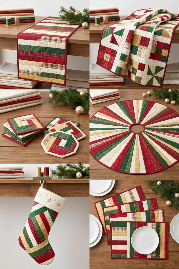 Jelly Roll Christmas Table Runner