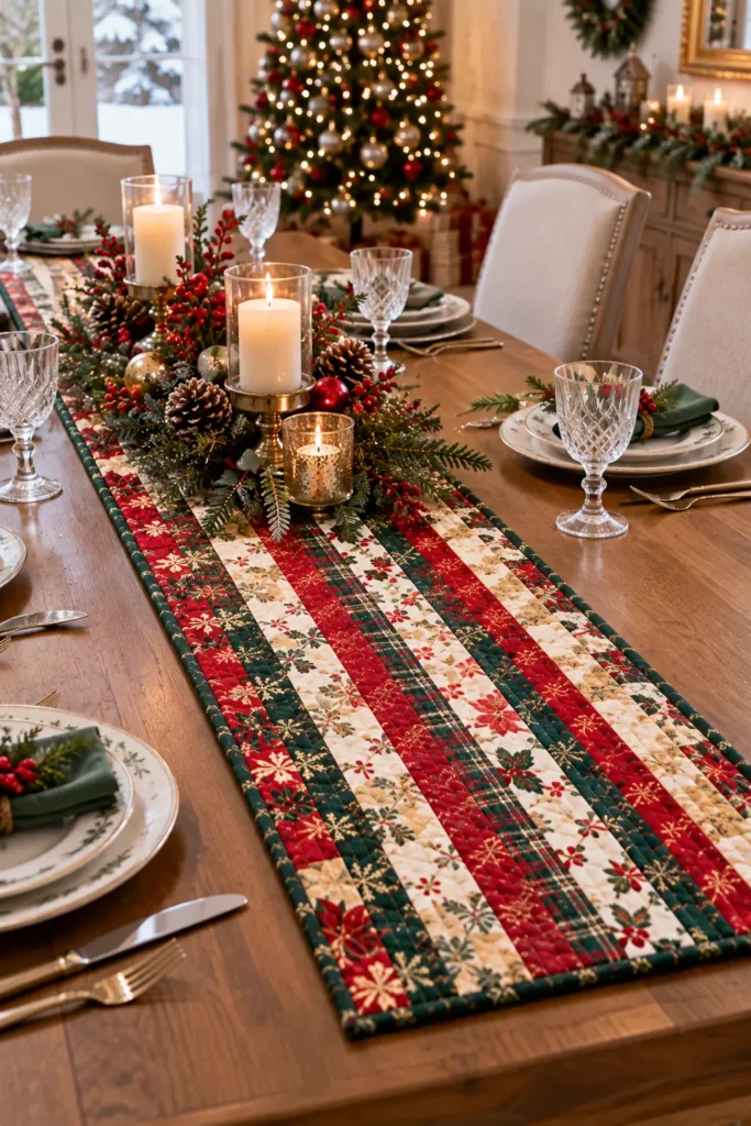 Jelly Roll Christmas Table Runner