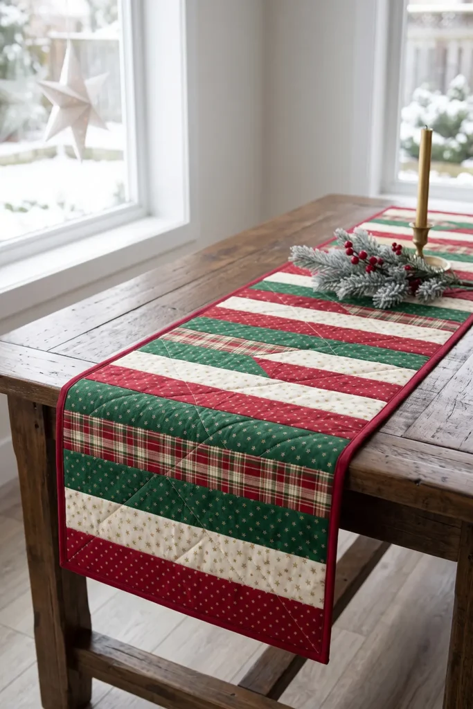 Jelly Roll Christmas Table Runner