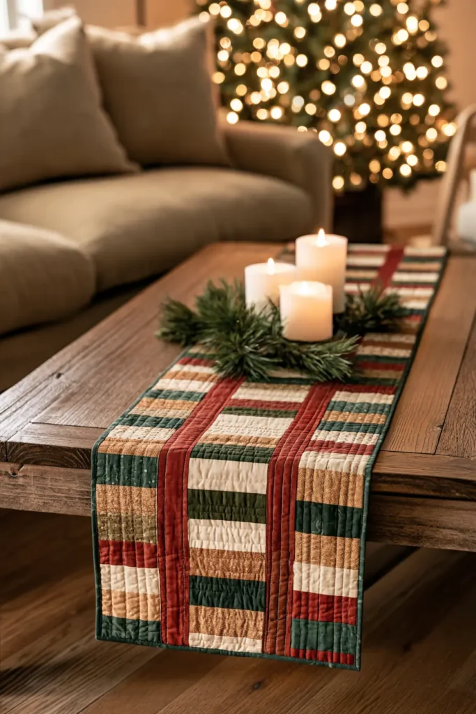 Jelly Roll Christmas Table Runner