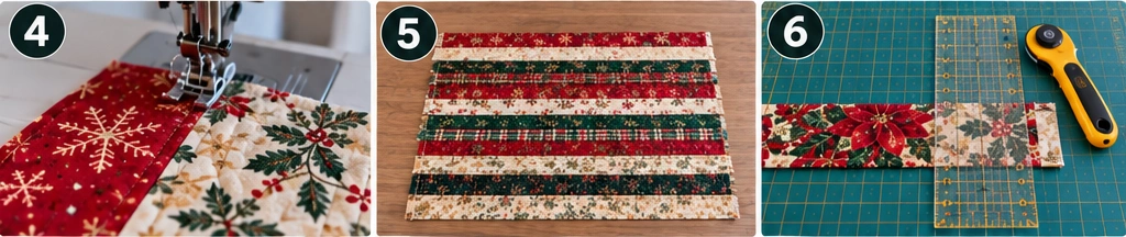 Jelly Roll Christmas Table Runner