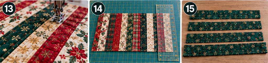 Jelly Roll Christmas Table Runner