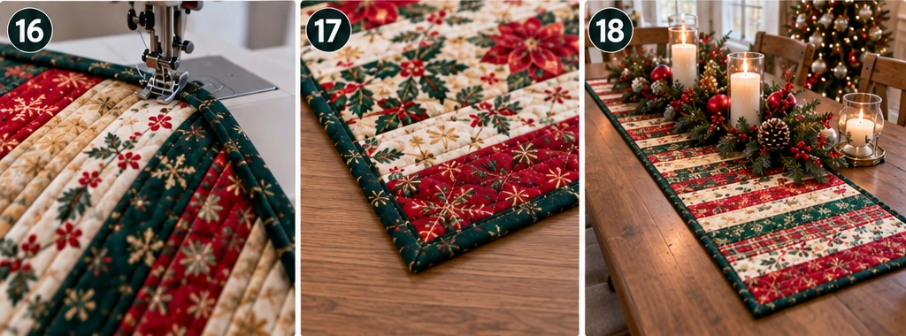 Jelly Roll Christmas Table Runner