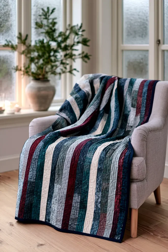Jelly Roll Christmas Throw Quilt