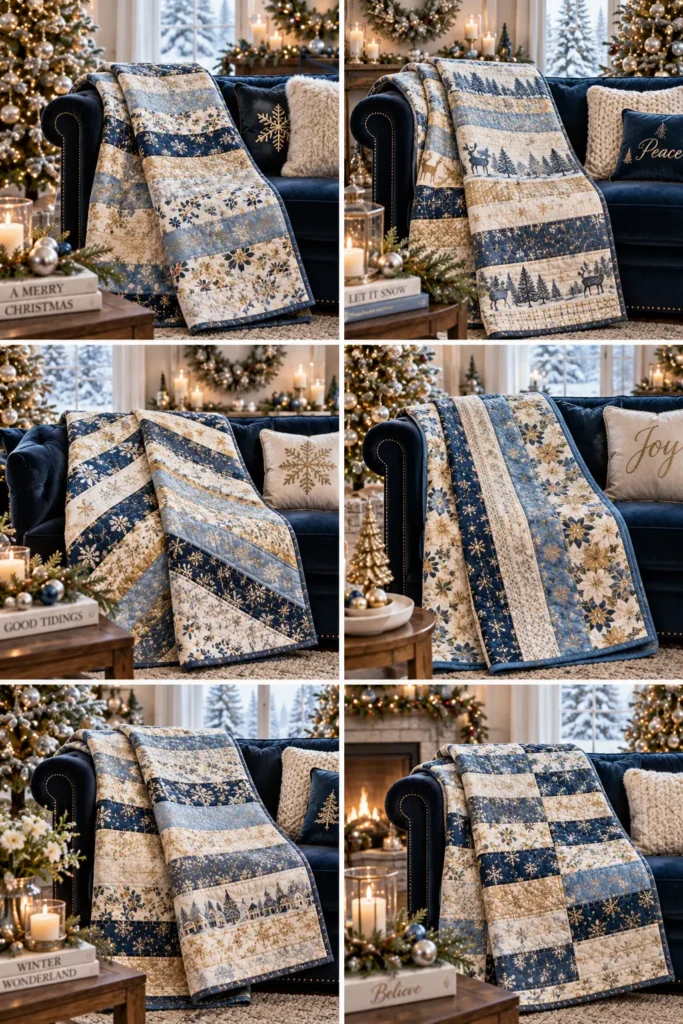 Jelly Roll Christmas Throw Quilt