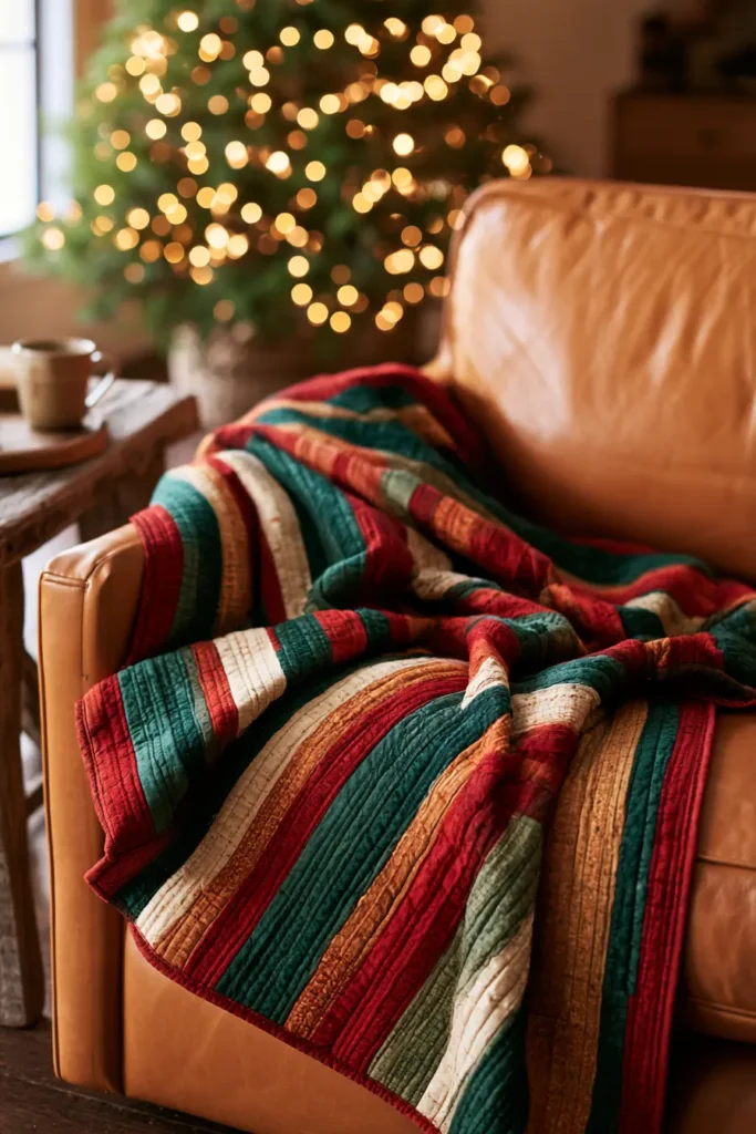Jelly Roll Christmas Throw Quilt