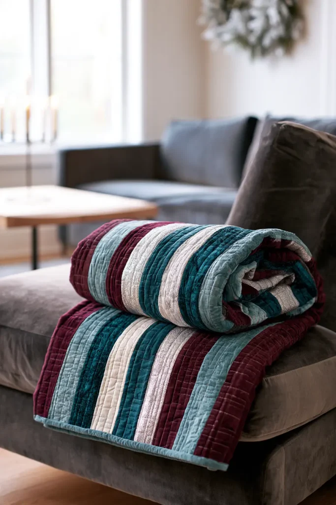 Jelly Roll Christmas Throw Quilt