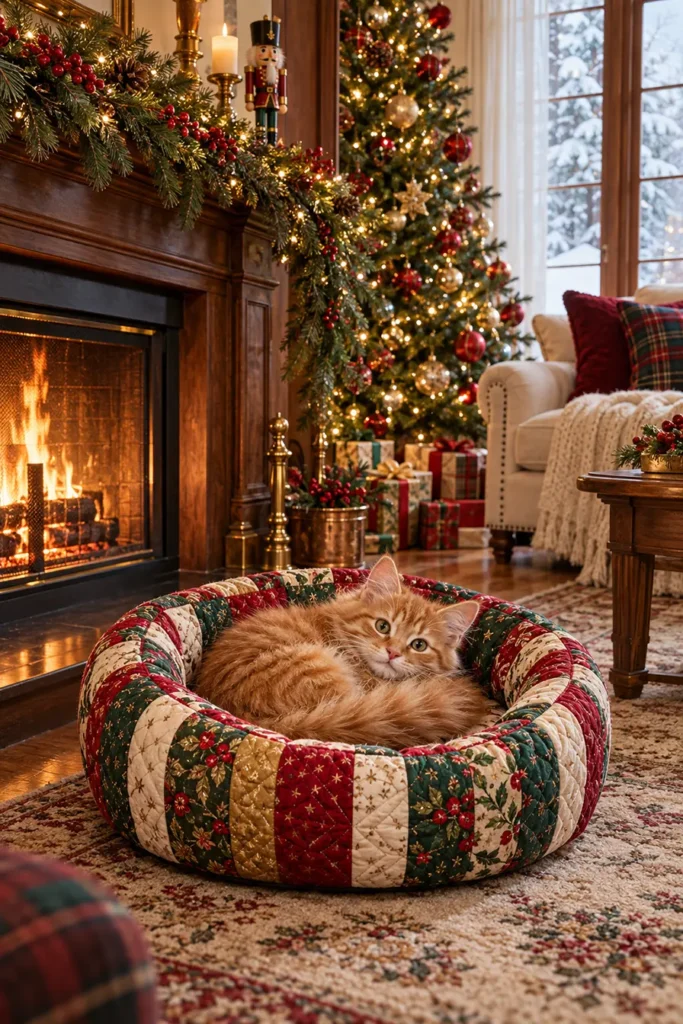 Jelly Roll Quilted Cat Bed
