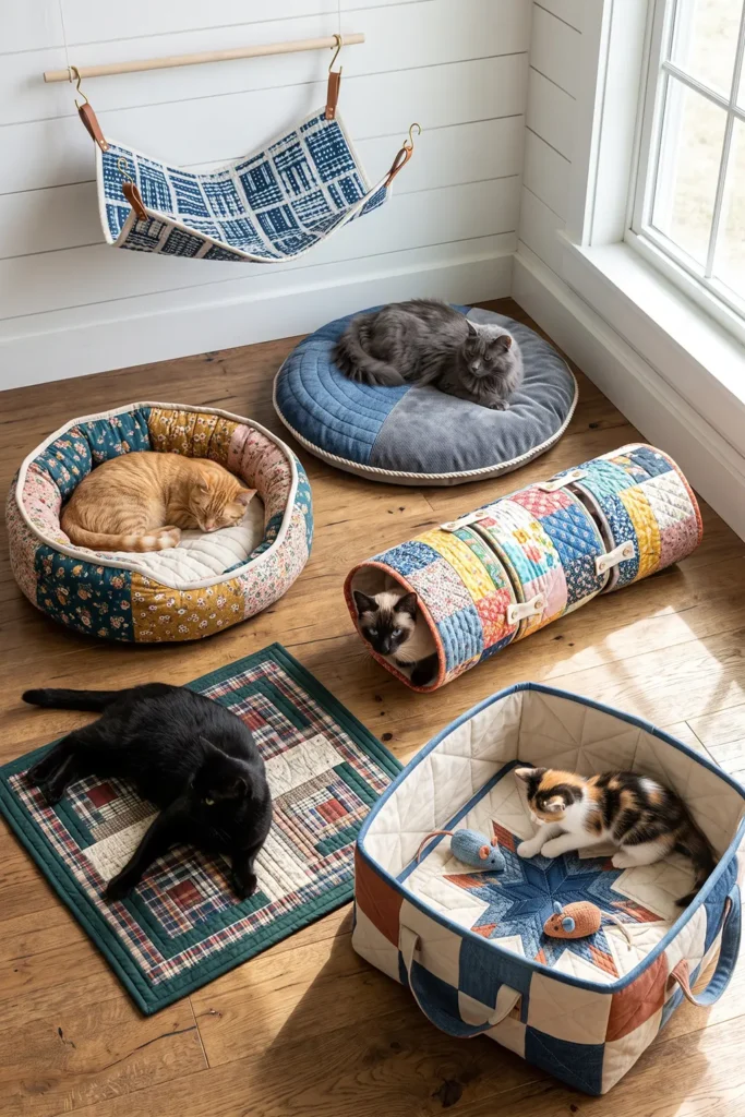Jelly Roll Quilted Cat Bed