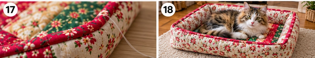Jelly Roll Quilted Cat Bed