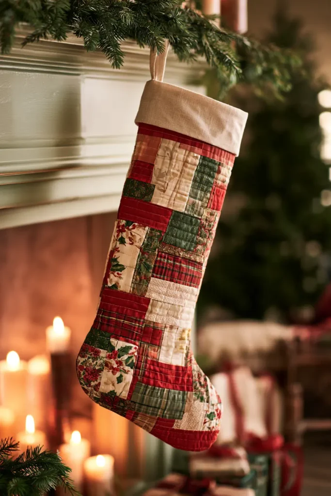 Jelly Roll Quilted Christmas Stocking