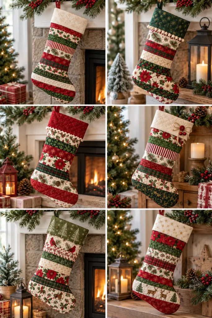 Jelly Roll Quilted Christmas Stocking