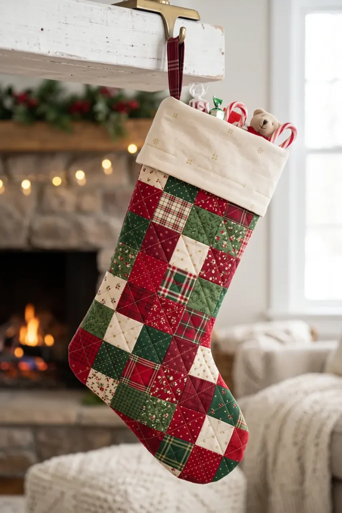 Jelly Roll Quilted Christmas Stocking