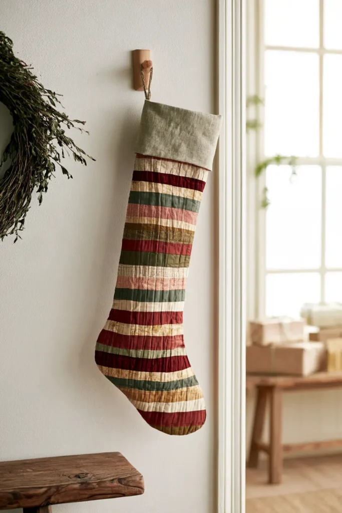 Jelly Roll Quilted Christmas Stocking
