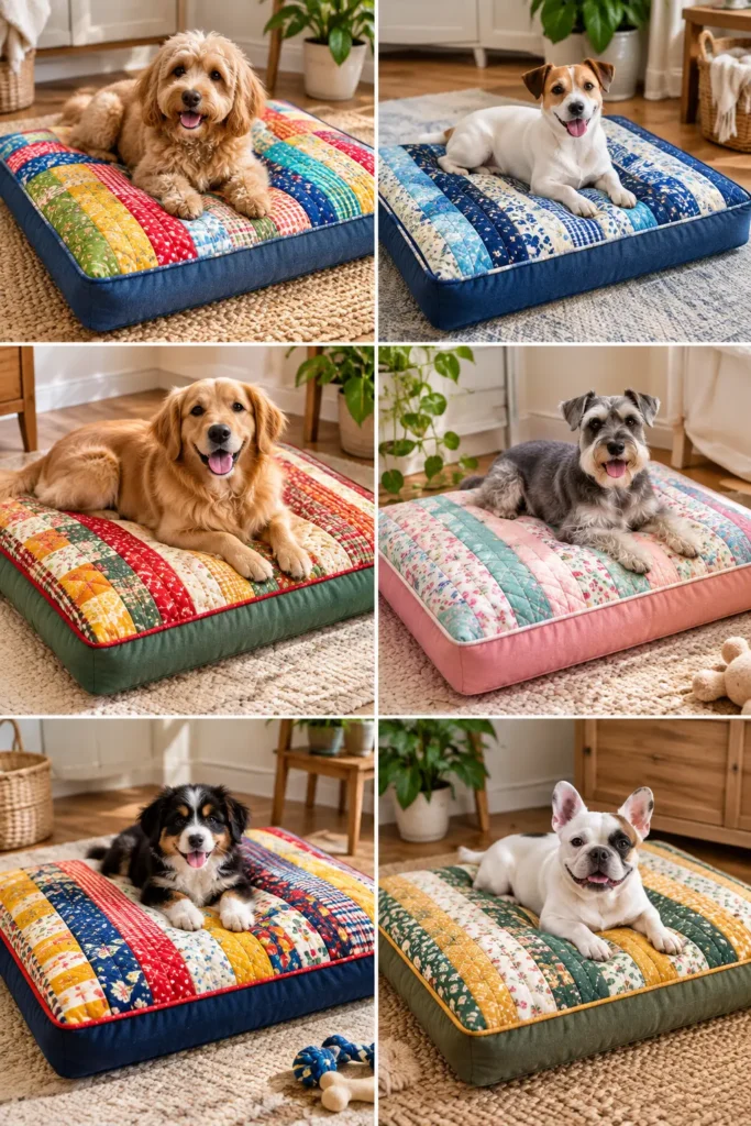 Jelly Roll Quilted Dog Bed