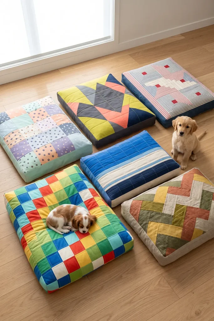 Jelly Roll Quilted Dog Bed